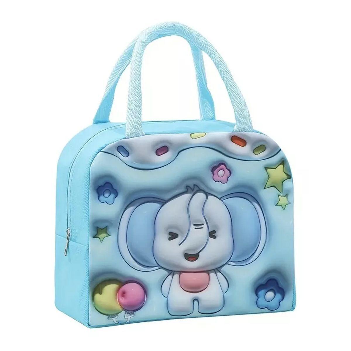 2 Bolso Termico Tipo Lonchera Con Efecto 3d Celeste-1