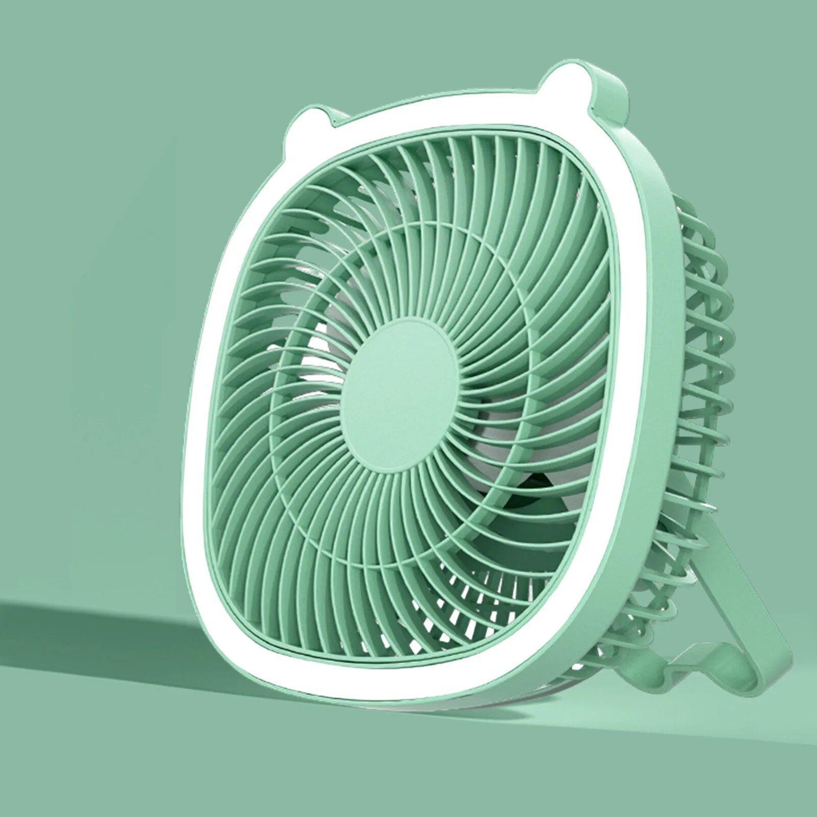 Ventilador De Mesa Con Iluminación Usb Verde-2