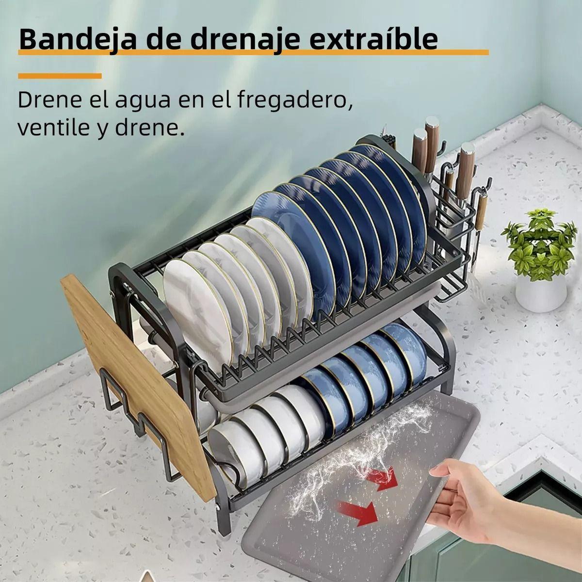 Secaplatos Escurridor Organizador De Platos Cocina Metal-7