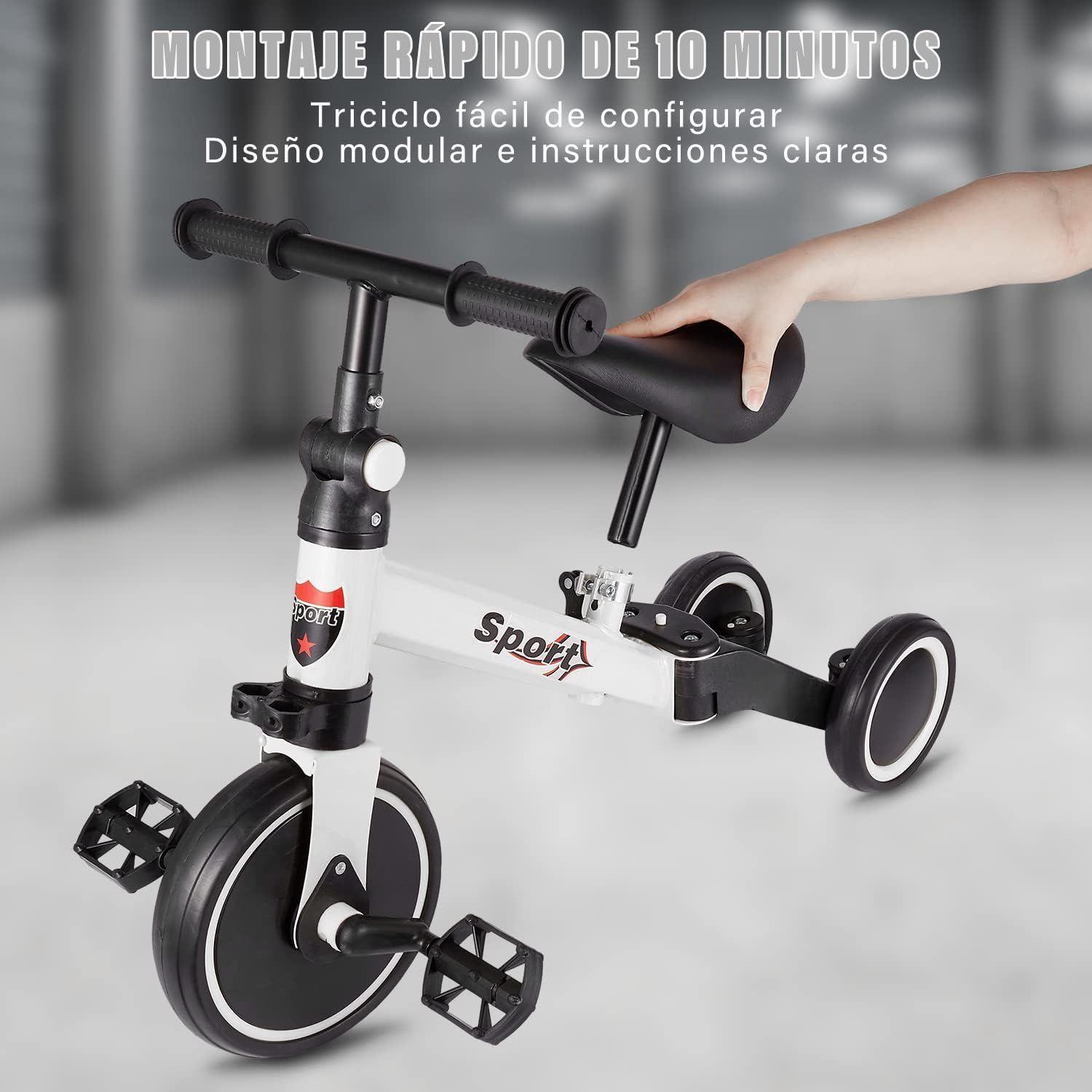Bicicleta Aprendizaje Corre Pasillo Triciclo Infantil 3 En 1 Blanco-4