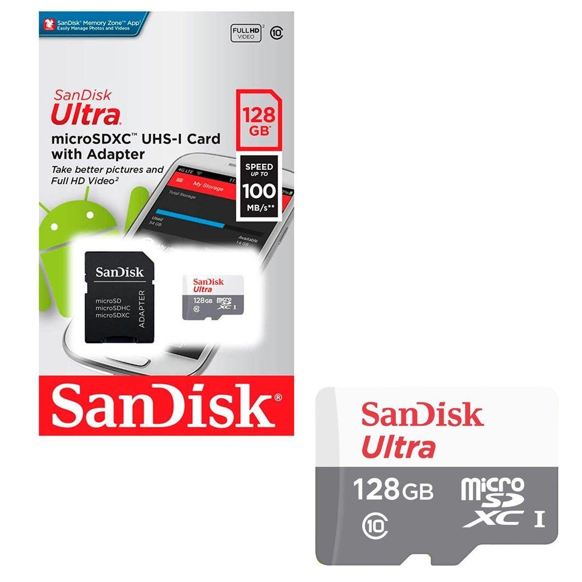 Tarjeta Memoria 128gb Sandisk Micro Sd Clase 10 + Adaptador-2