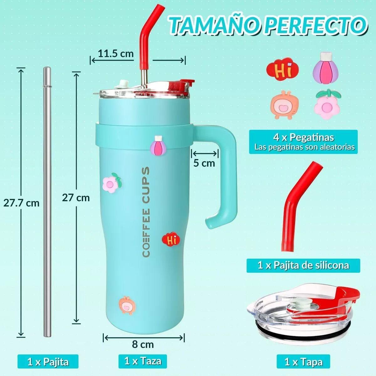 Vaso Térmico Mug De Acero Inoxidable 1.2 L Con Frio Y Calor Celeste-3
