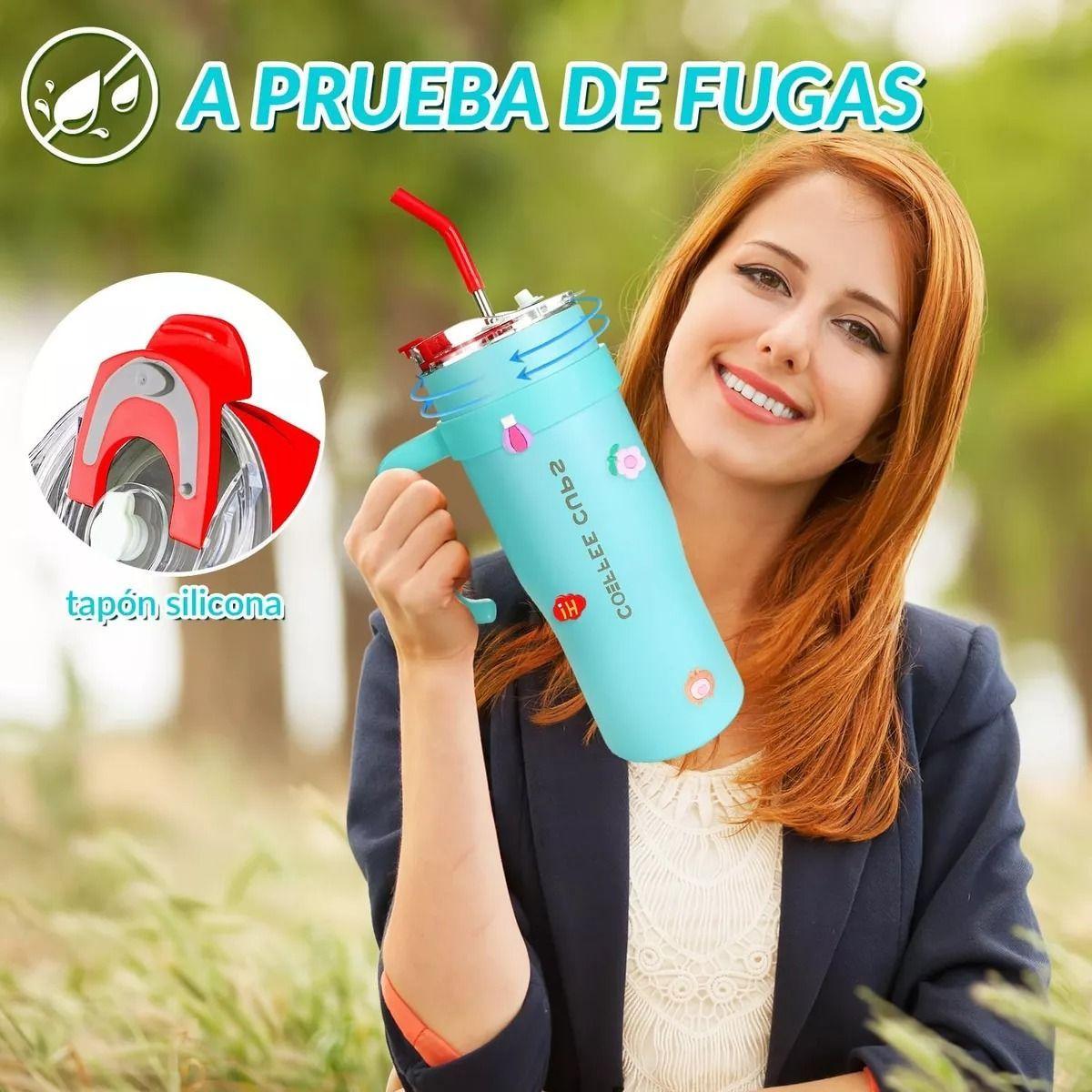 Vaso Térmico Mug De Acero Inoxidable 1.2 L Con Frio Y Calor Celeste-4