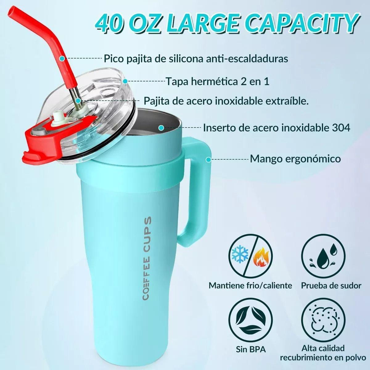 Vaso Térmico Mug De Acero Inoxidable 1.2 L Con Frio Y Calor Celeste-5