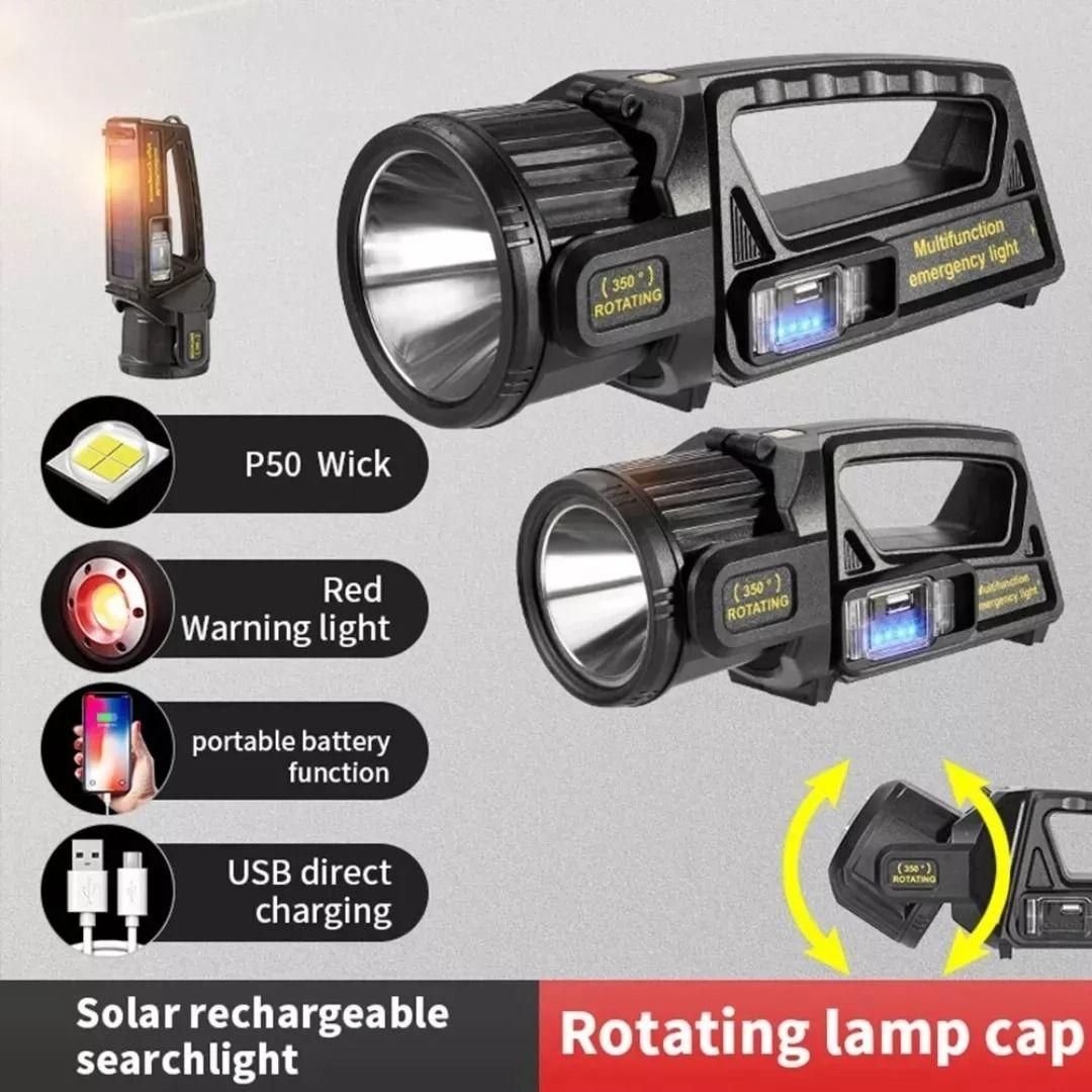 Linterna Reflector Doble Foco Usb Y Solar De Alta Potencia-5