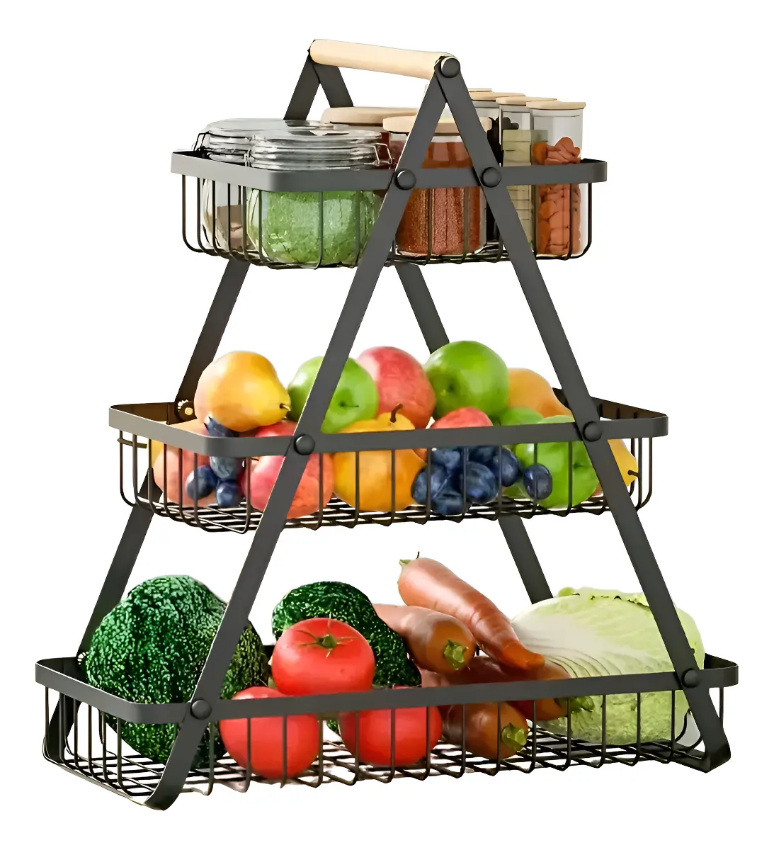 Cesta Para Frutas Vegetales Organizador Multiusos 3 Niveles-0