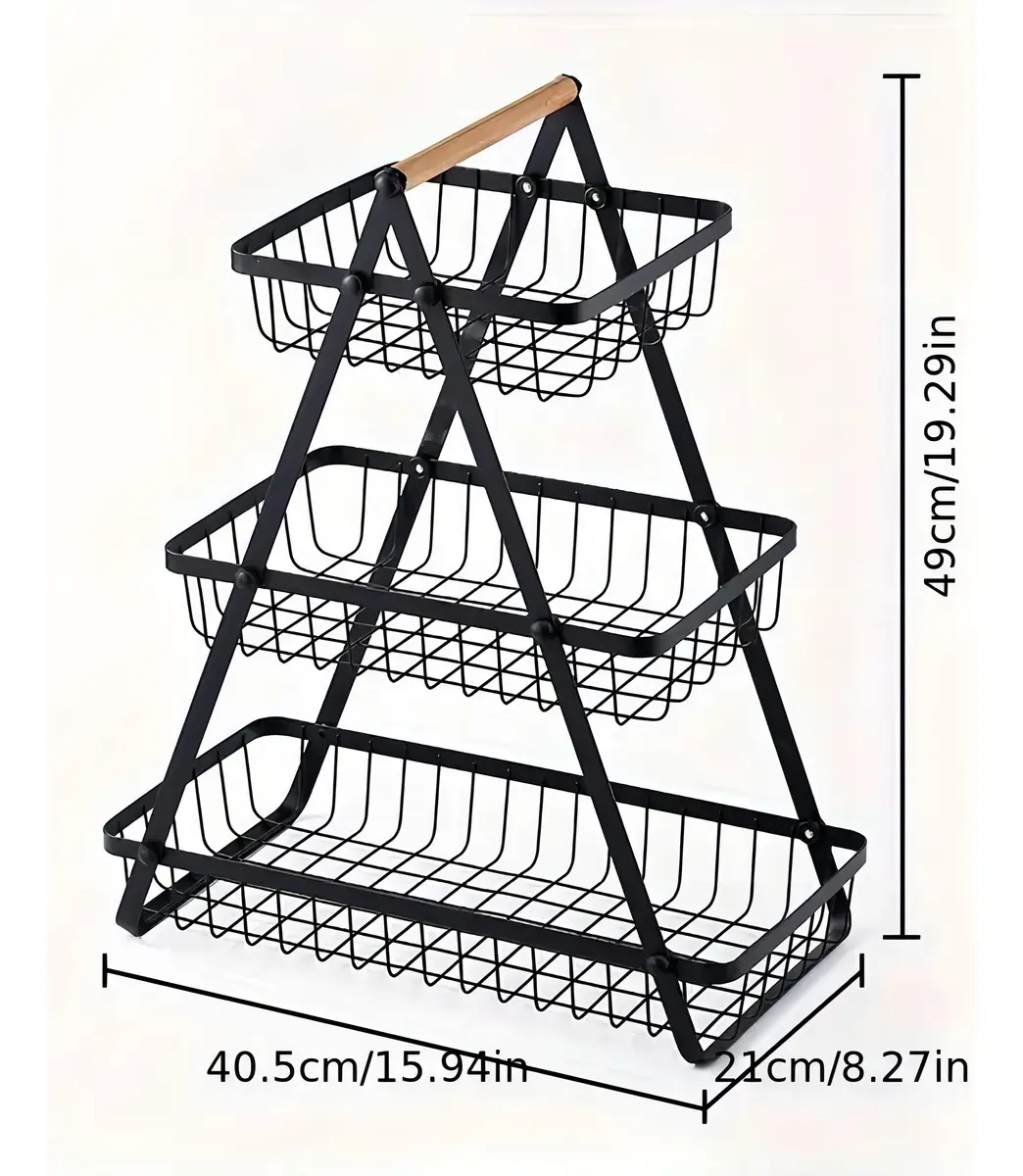 Cesta Para Frutas Vegetales Organizador Multiusos 3 Niveles-5
