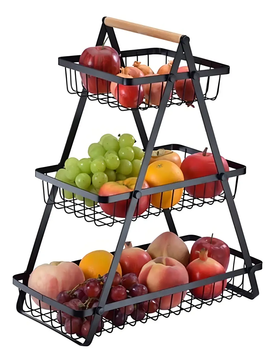 Cesta Para Frutas Vegetales Organizador Multiusos 3 Niveles-6