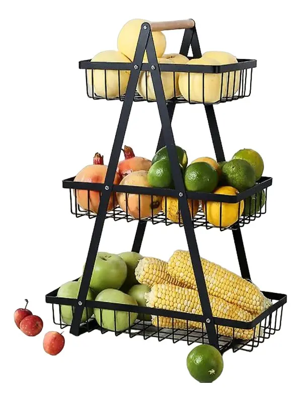 Cesta Para Frutas Vegetales Organizador Multiusos 3 Niveles-7