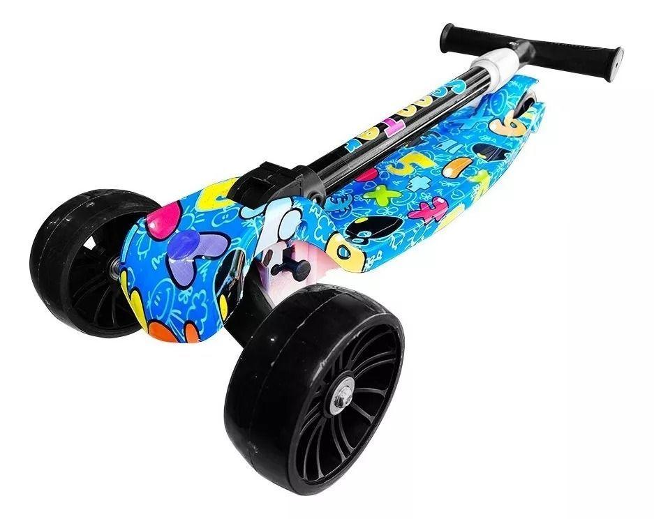 Scooter Monopatin Kids Plegable Diseños Ruedas Led Niños Azul-1