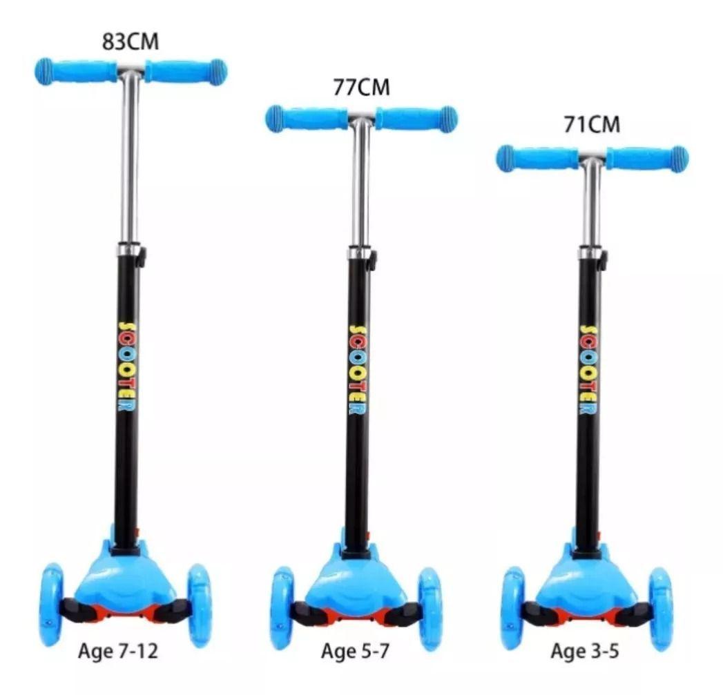Scooter Monopatin Kids Plegable Diseños Ruedas Led Niños Azul-2