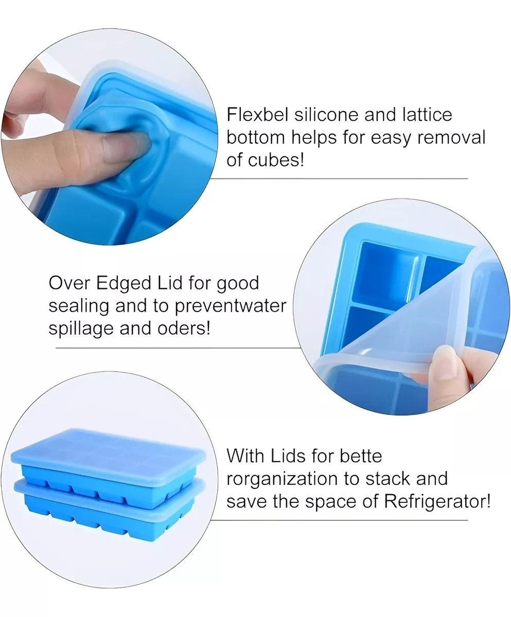 2 Cubetas Silicona Cubetera Silicona Cubetas Hielo C/tapa 15-4