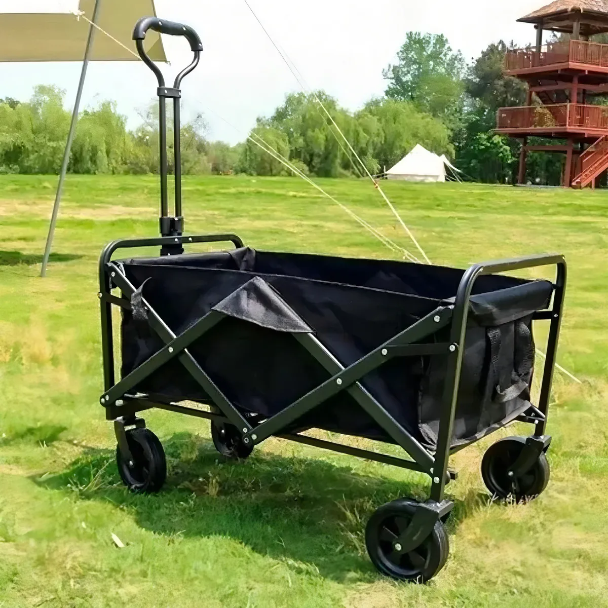 Carrito Para Compras Plegable Ideal Para El Camping Negro-4