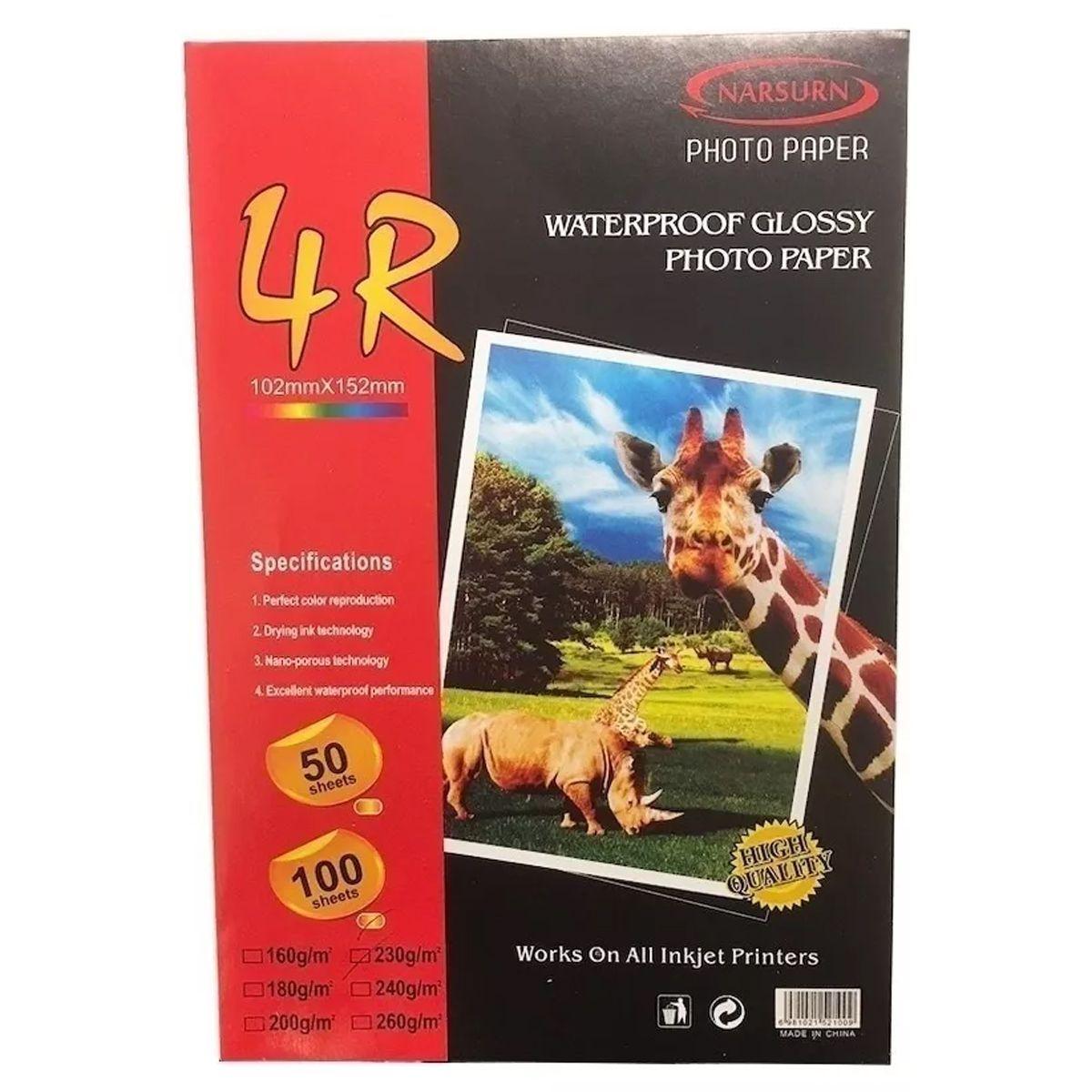 Papel Foto Fotografico Brillante Glossy 4r 100 Hojas 10x15-0
