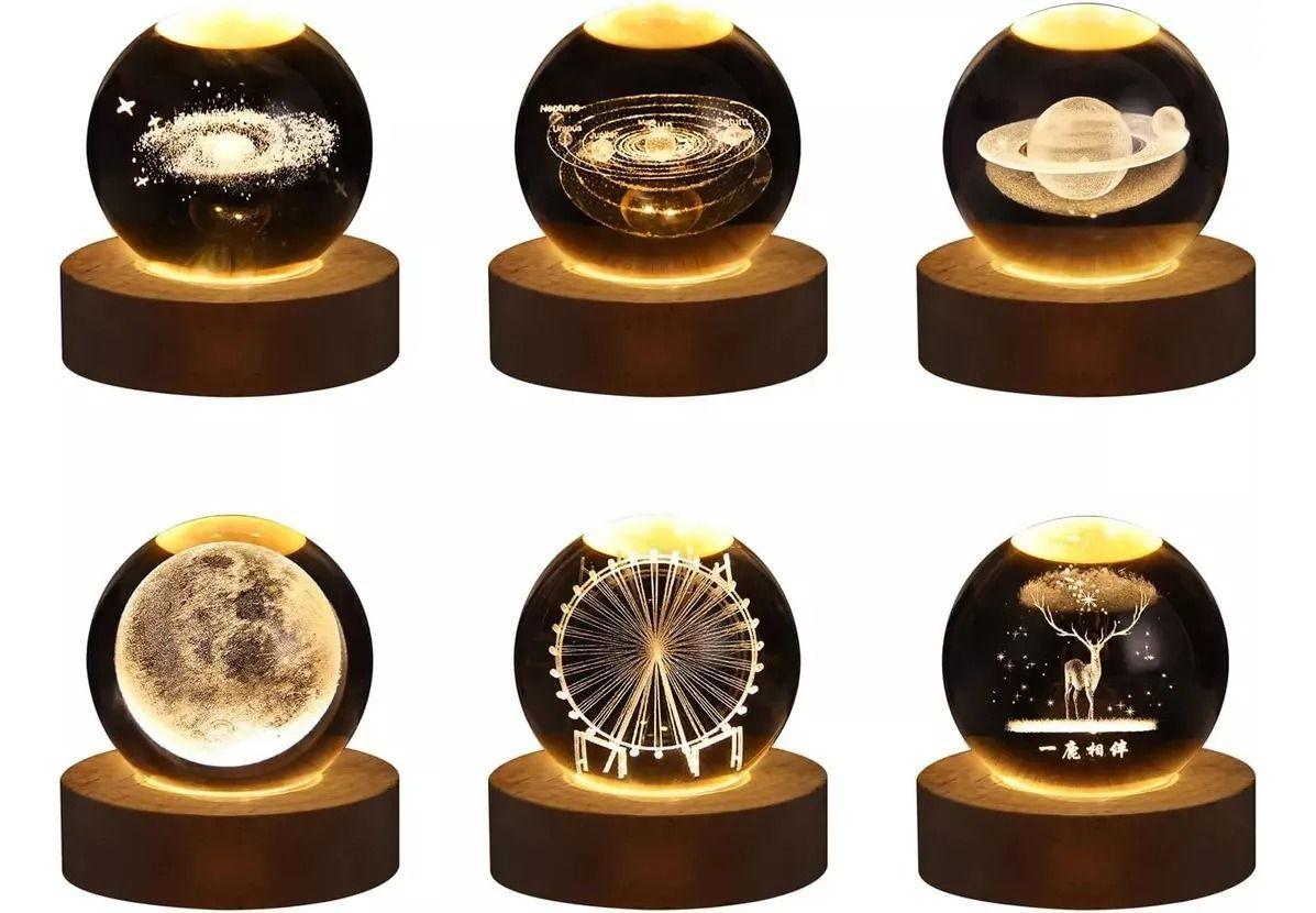 Lampara Luz Nocturna Cristal 3d Cúpula Sistema Solar-5