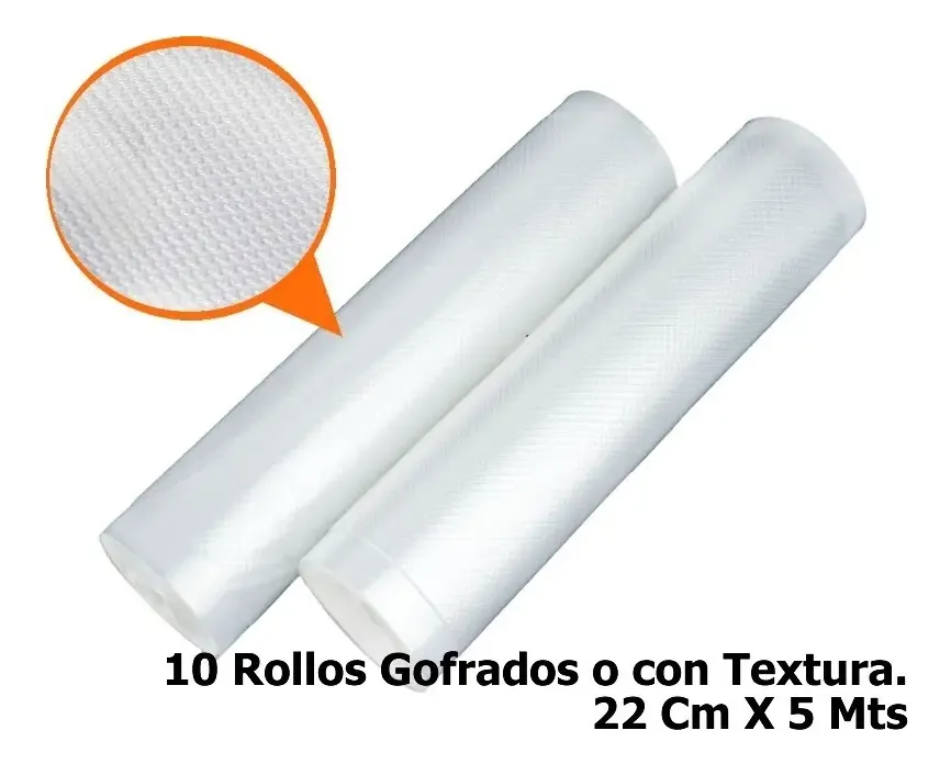 5 Rollos De Bolsa Vacio Gofrada 22cm X 5mts Tipo Oster-3