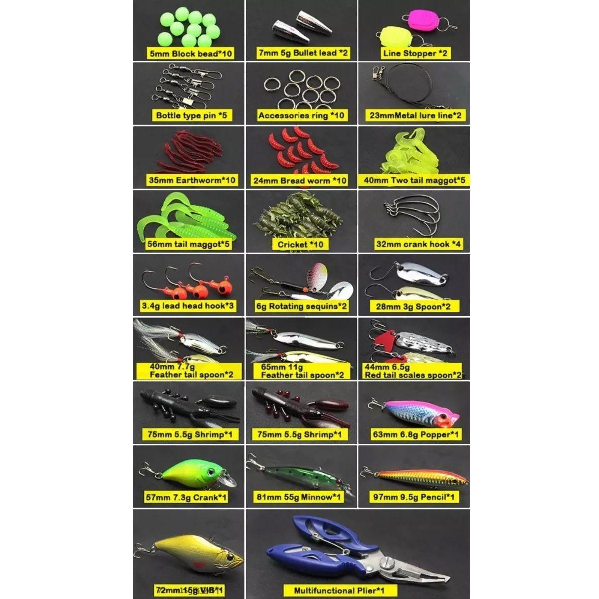 Kit De 101 Piezas De Señuelo Cebo Moscas Anzuelos Para Pesca-7