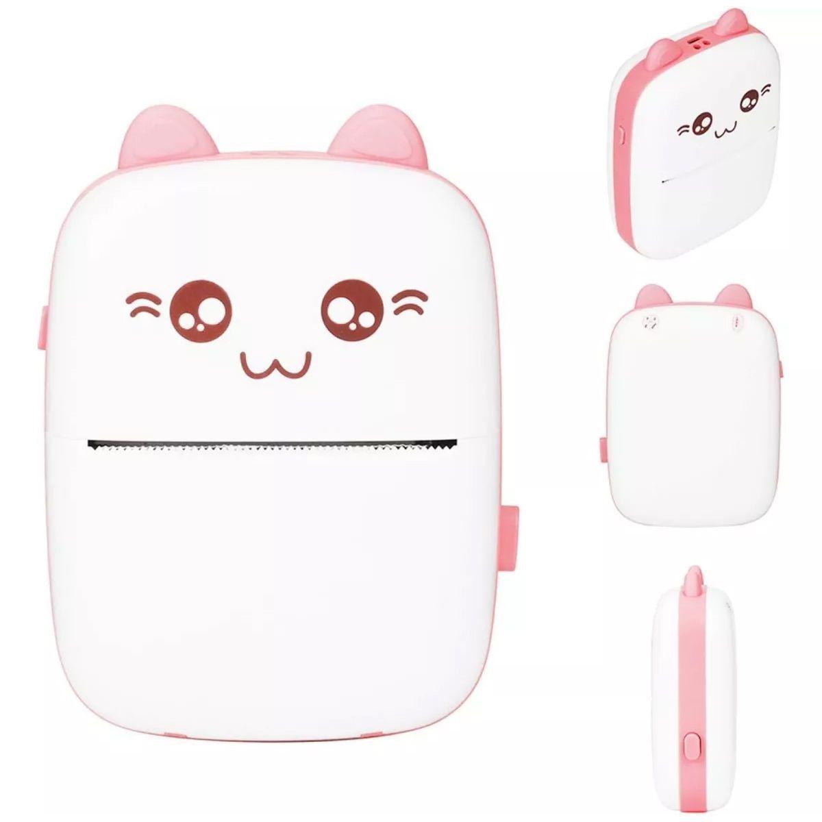 Mini Impresora Térmica Inalámbrica Con 6 Rollos De Papel rosa claro-2