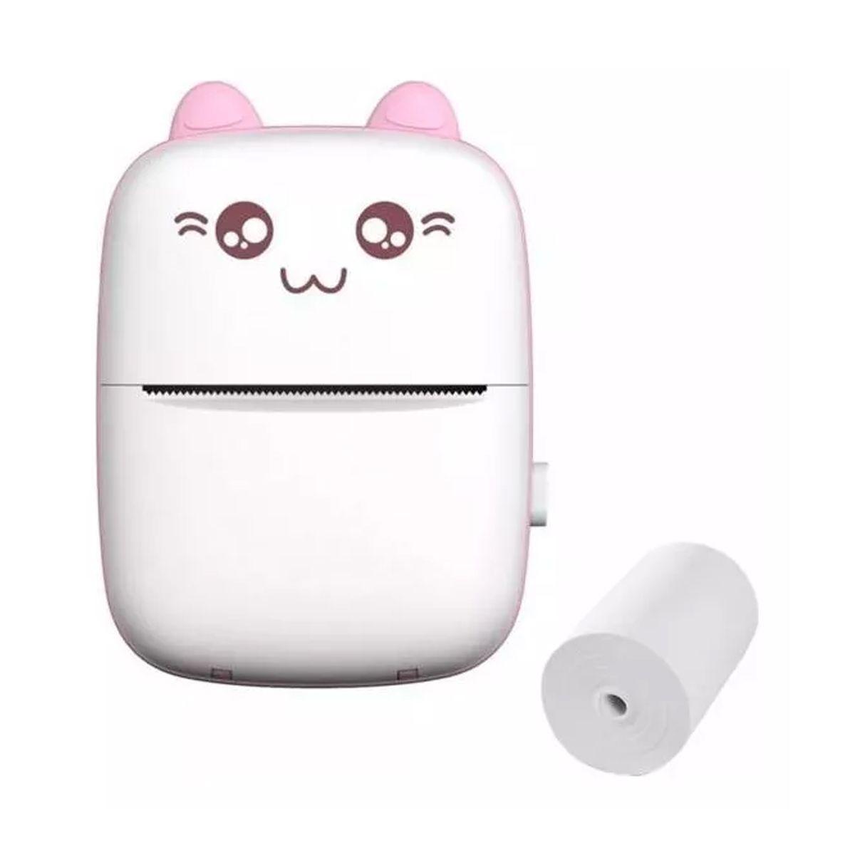 Mini Impresora Térmica Inalámbrica Con 6 Rollos De Papel rosa claro-6