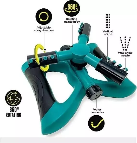 Aspersor De 3 Brazos Giratorio 360 Riego Jardin-3