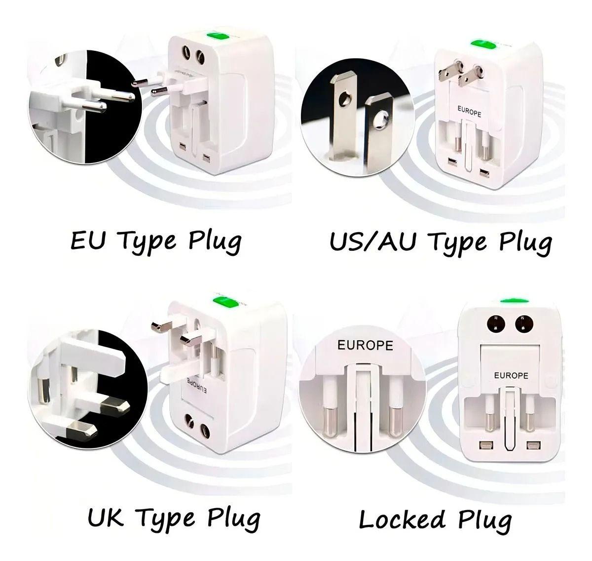 Adaptador Enchufe Universal Para Viajes Con 2 Puertos Usb-6