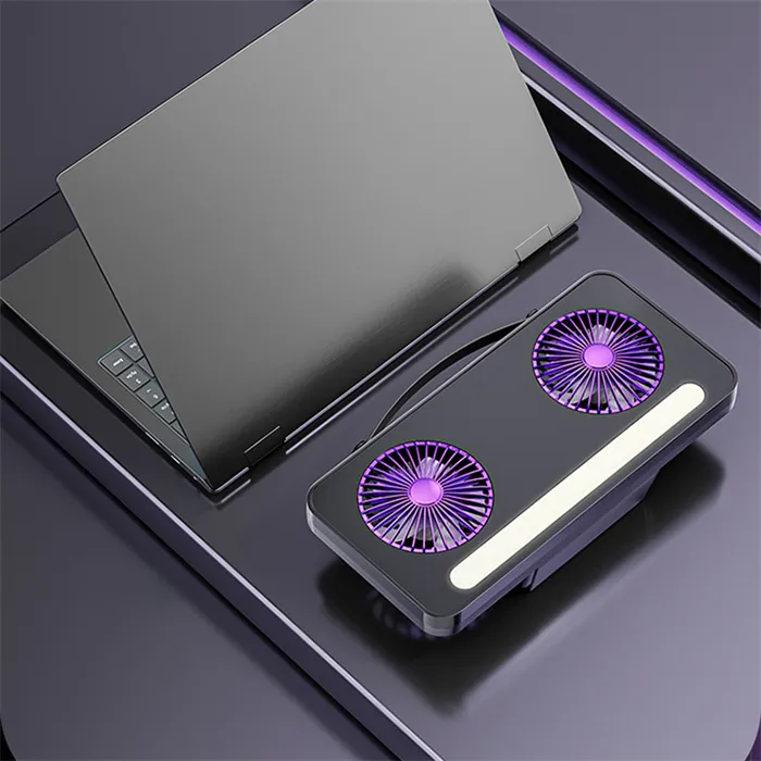 Ventilador Doble Cabezal Mesa Pared Portátil Con Luz-2