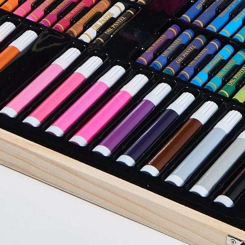 Set De Arte 220 Pcs Lapices Para Colorear Maleta De Madera-2