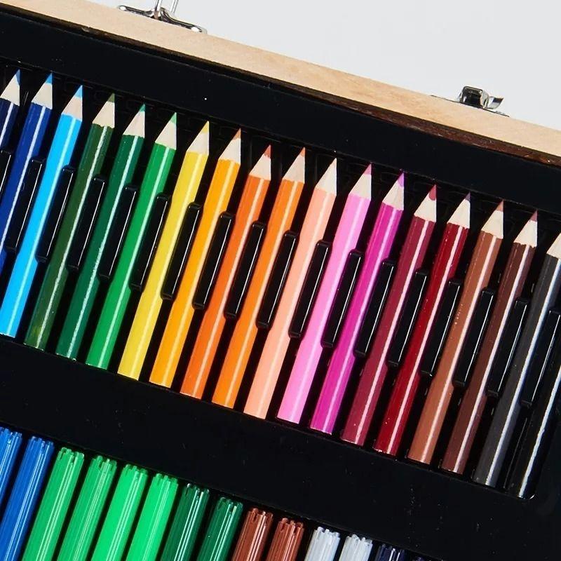 Set De Arte 220 Pcs Lapices Para Colorear Maleta De Madera-4