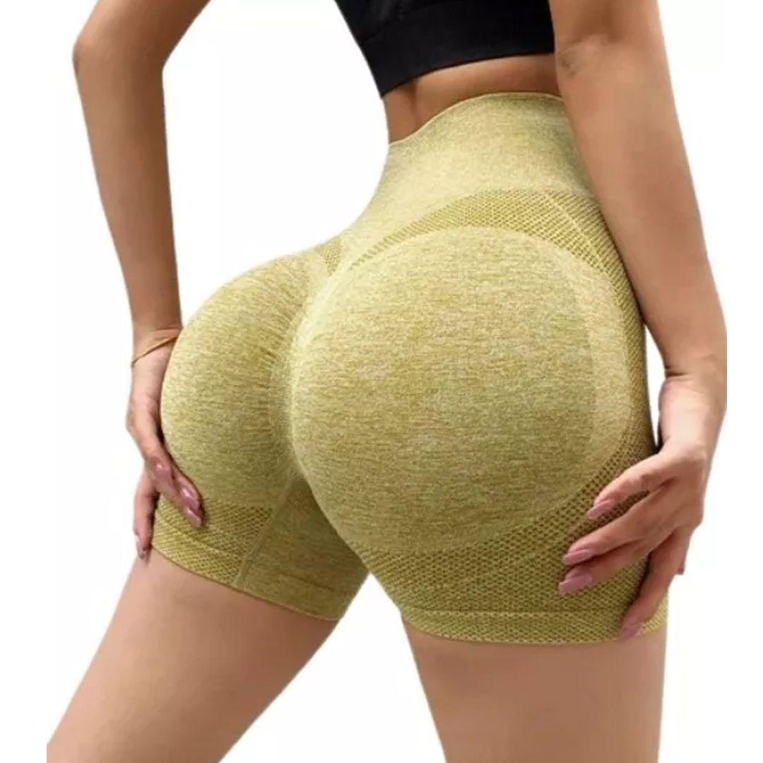Short Mujer Calza Corta Deportiva Short Push Up Levanta Cola Ocre-0