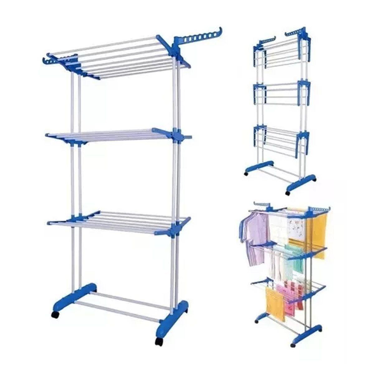 Tendedero Ropa Perchero Plegable Colgador De 3 Niveles-0