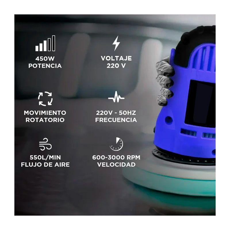 Pulidora Eléctrica Lijadora 450w 3000rpm Disco 125mm + Acc-4