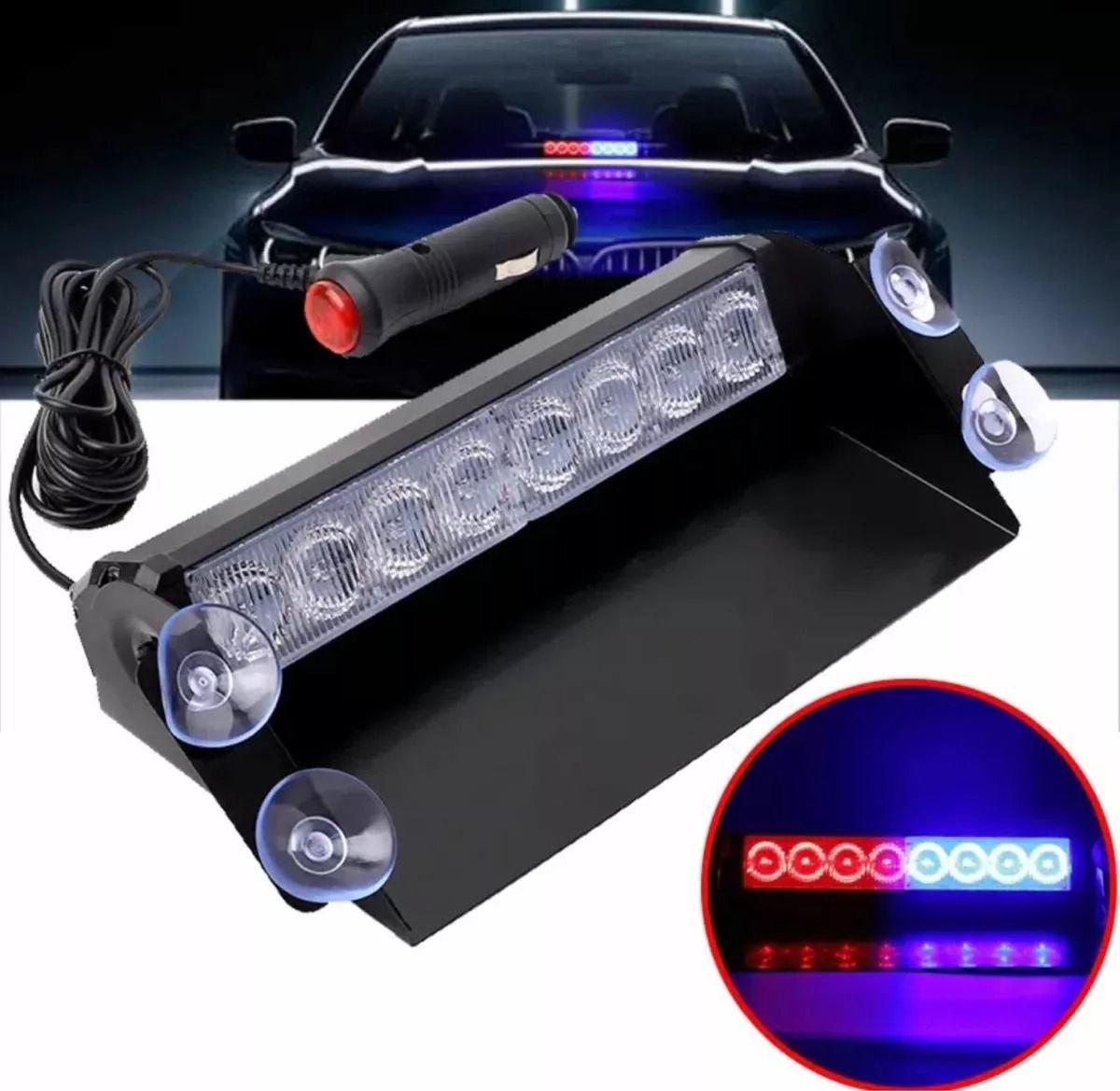 Baliza Parabrisas Autos Led Estroboscópica Rojo-azul 12v-5