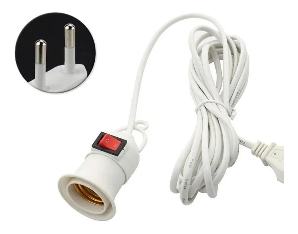 Soquete E27 Con Interruptor Cable 5 Mts Enchufe-2