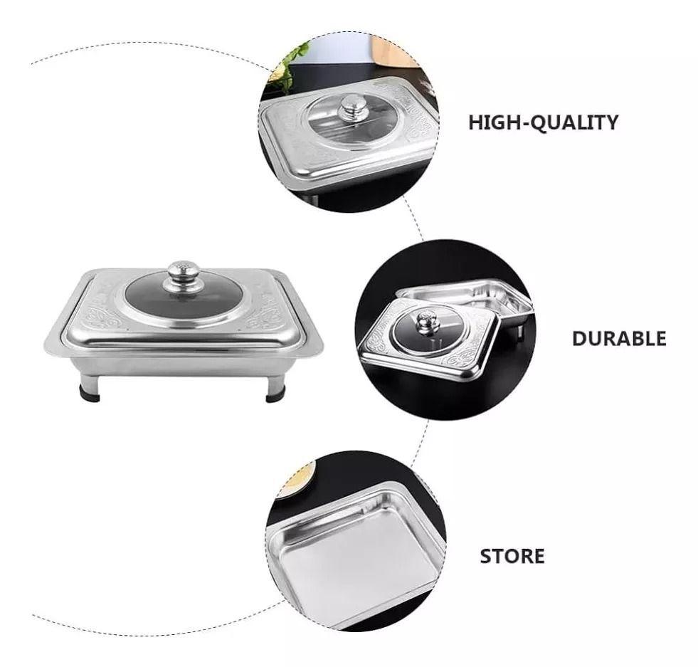 Bandeja Plato Exhibidor De Comida Estilo Buffet En Inox-2