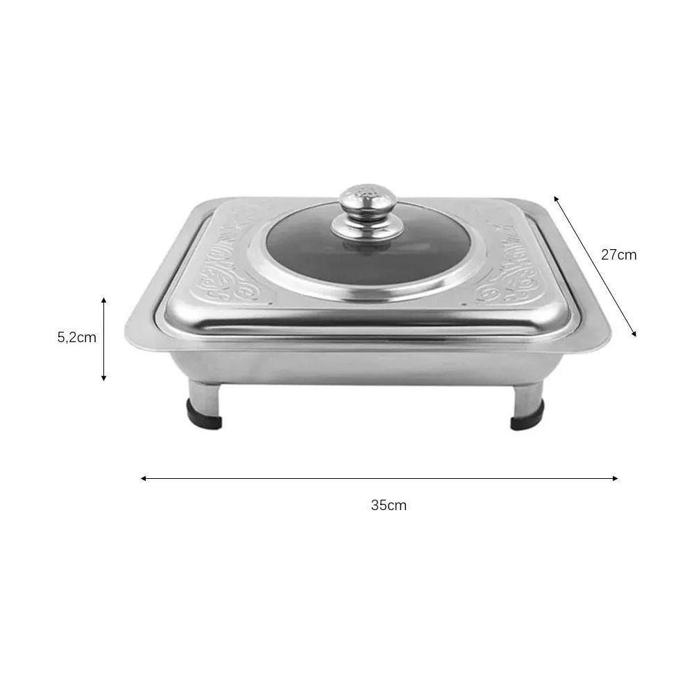 Bandeja Plato Exhibidor De Comida Estilo Buffet En Inox-3