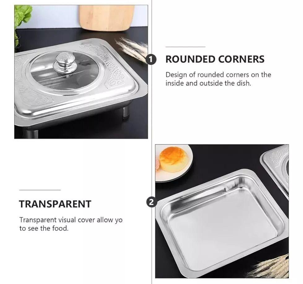 Bandeja Plato Exhibidor De Comida Estilo Buffet En Inox-4