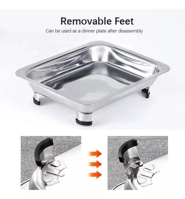 Bandeja Plato Exhibidor De Comida Estilo Buffet En Inox-5