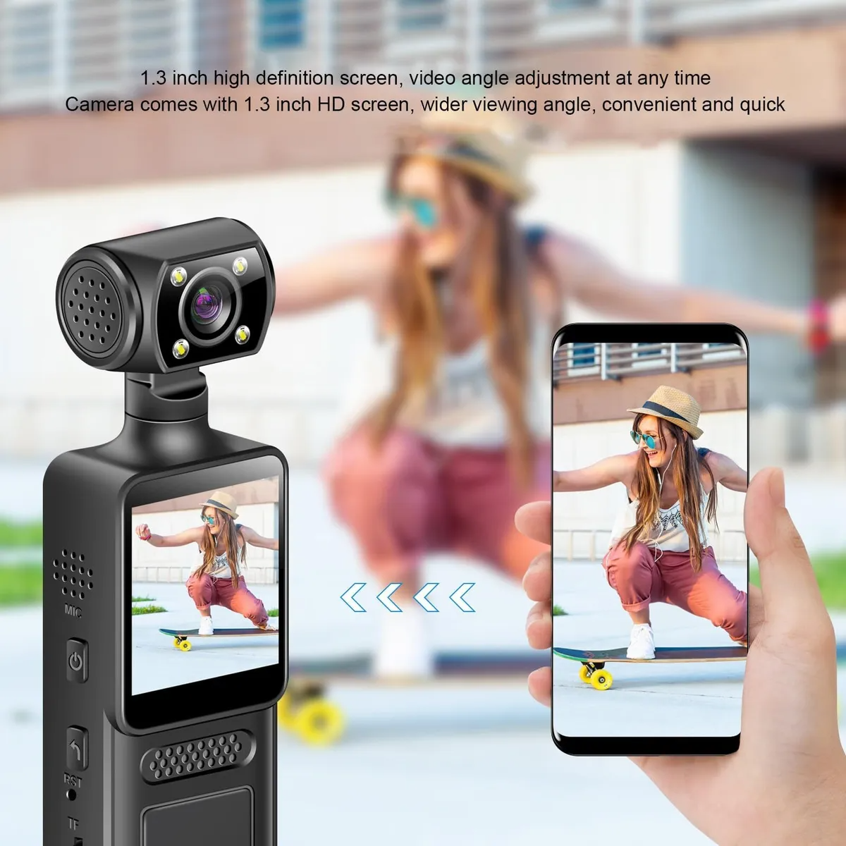 Cámara De Acción Wifi 4k Con Lente Giratoria De 180°y Luz-7
