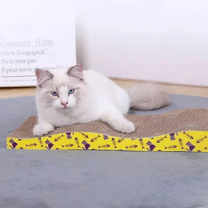 Rascador Gatos Cartón Corrugado + Sobre Catnip Hierba Gatera Mascotas-3
