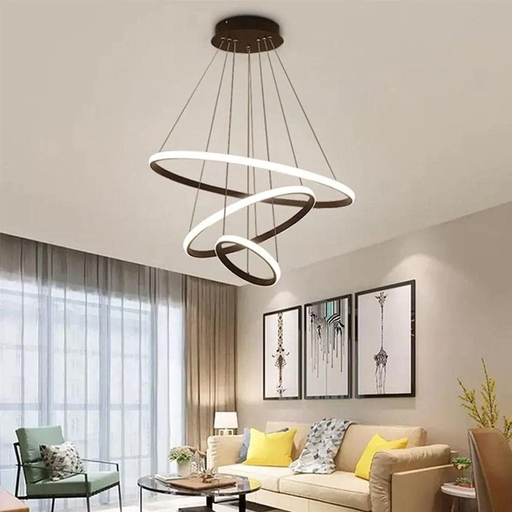 Lampara De Techo Colgante Led Diseño Moderno Triple Aro 48w-5