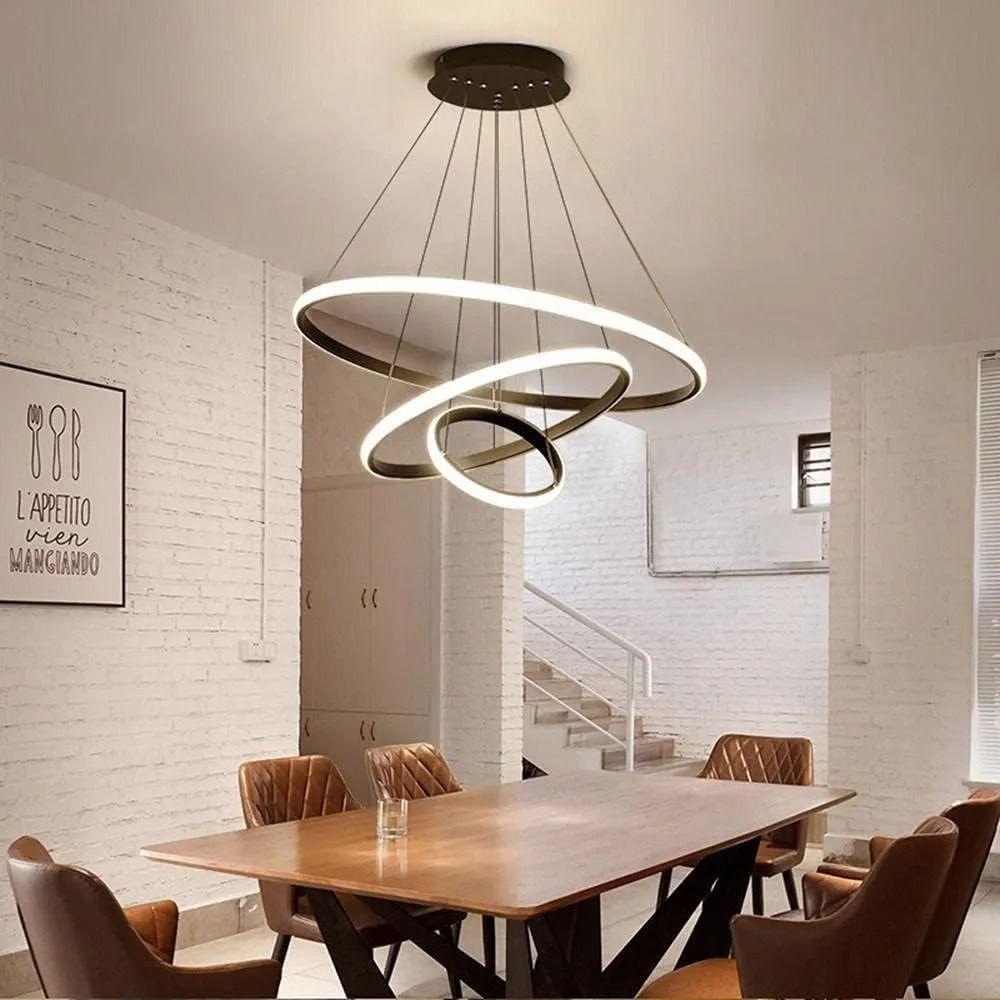 Lampara De Techo Colgante Led Diseño Moderno Triple Aro 48w-6