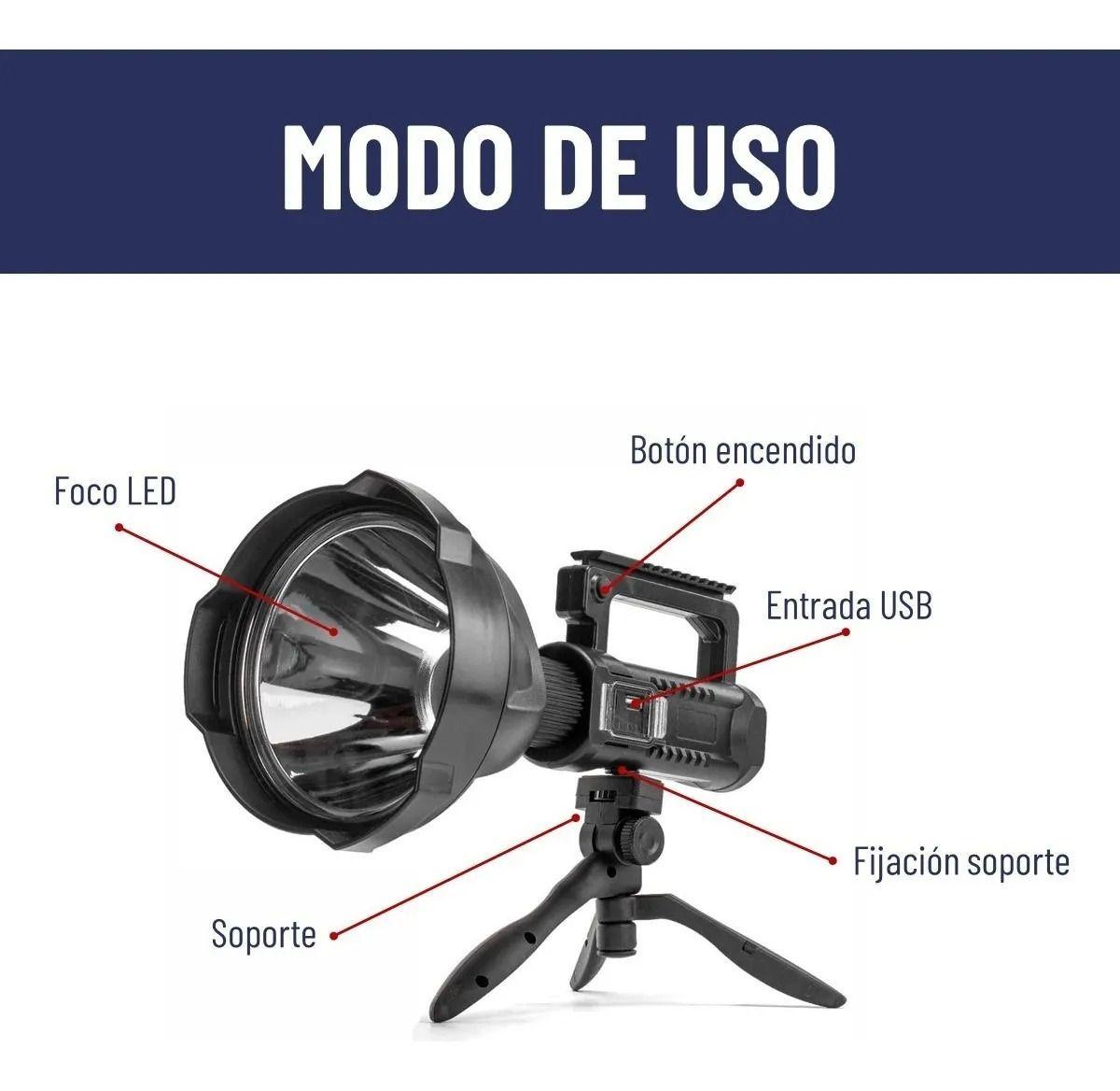 Linterna Foco Largo Alcance Ultra Bright Recargable Usb-4