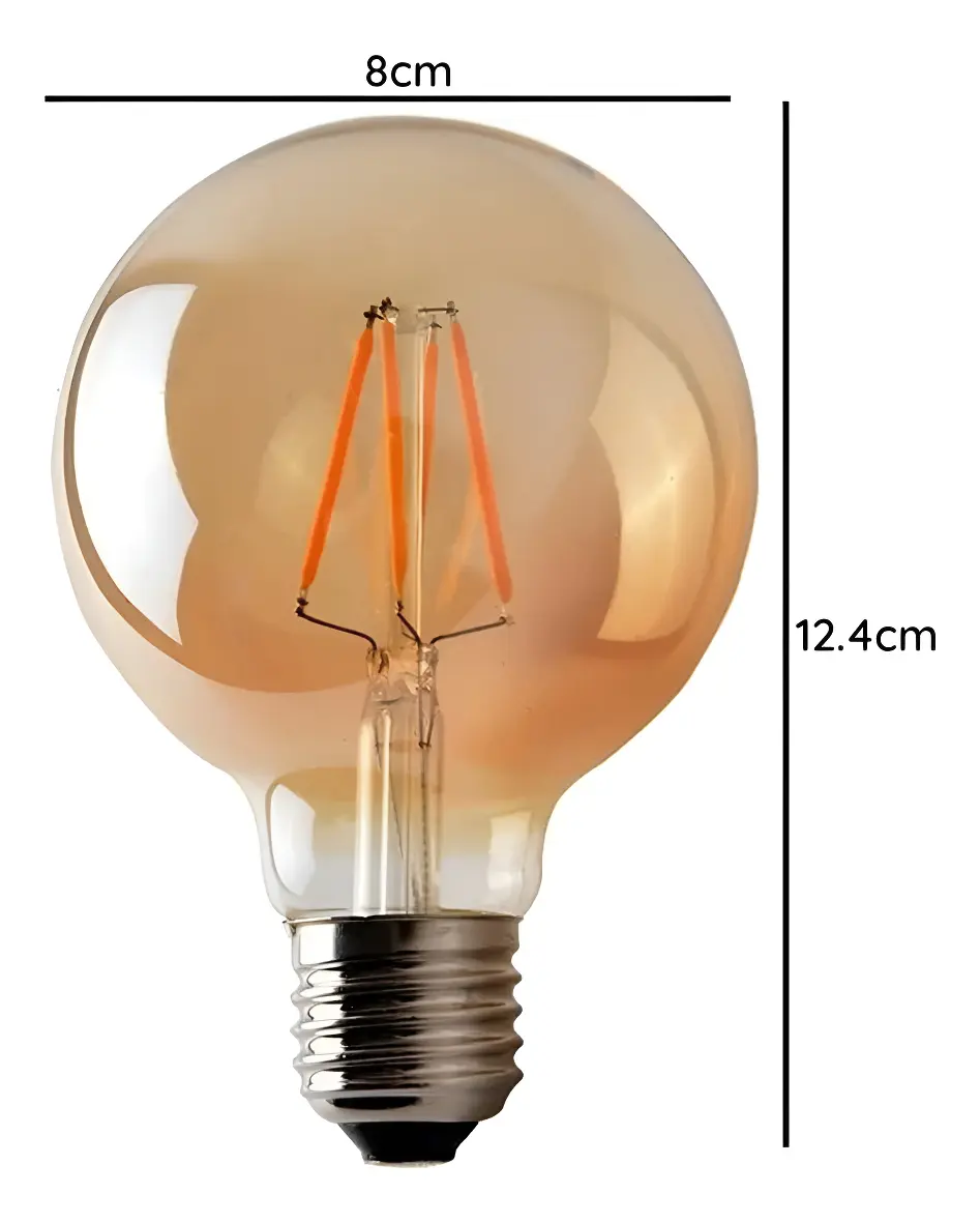 Pack 6 Ampolletas Led G80 Vintage 4w E27 2700k Ambar Luz-4