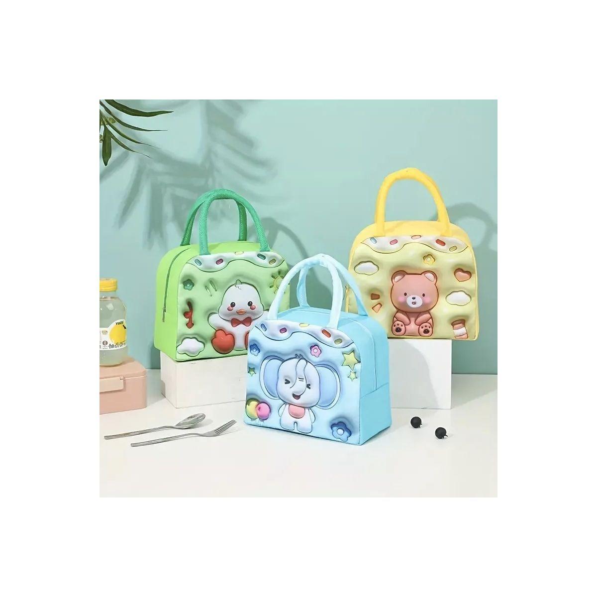 2 Bolso Termico Tipo Lonchera Con Efecto 3d Verde-3