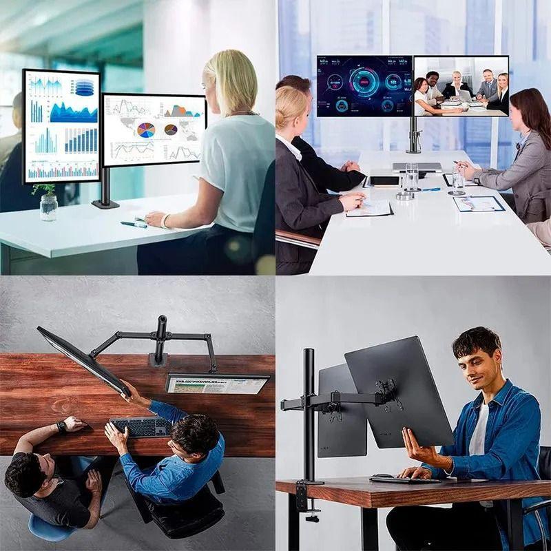 Soporte Para 2 Monitores 15-33 Pulgadas Ajustable Escritorio-6