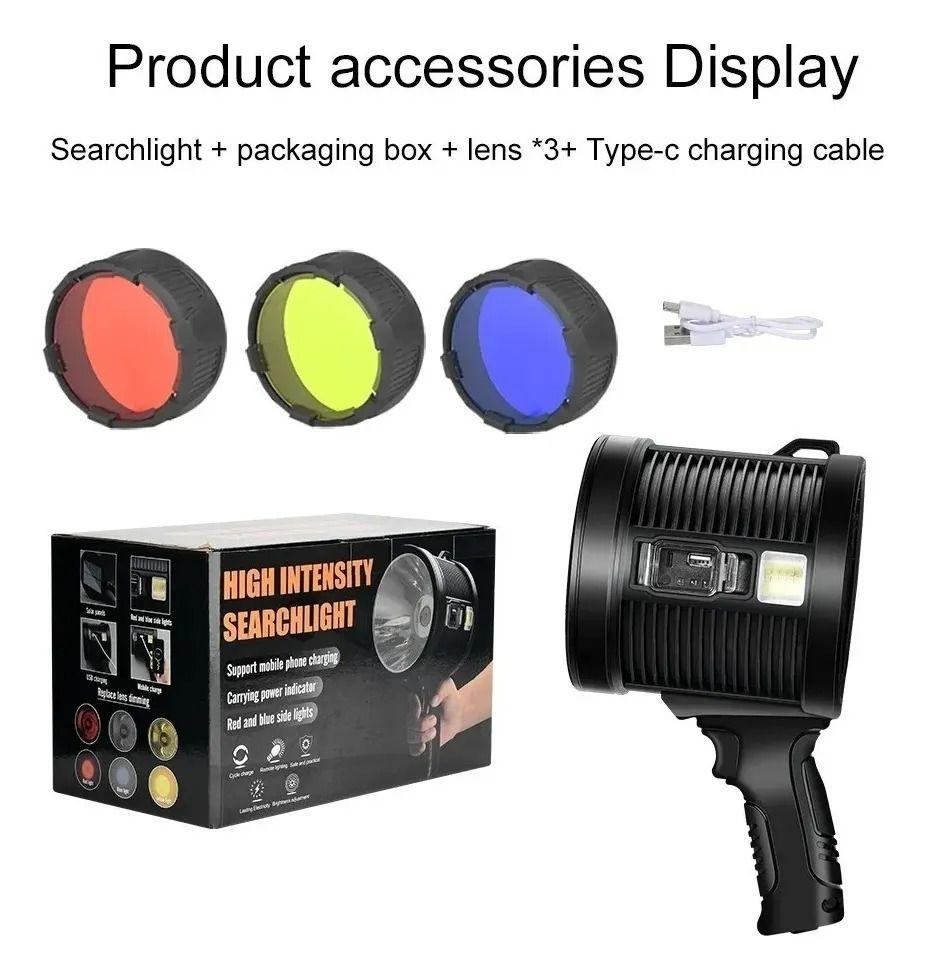 Linterna Pistola Recargable Usb Solar Colores Linterna Negro-2