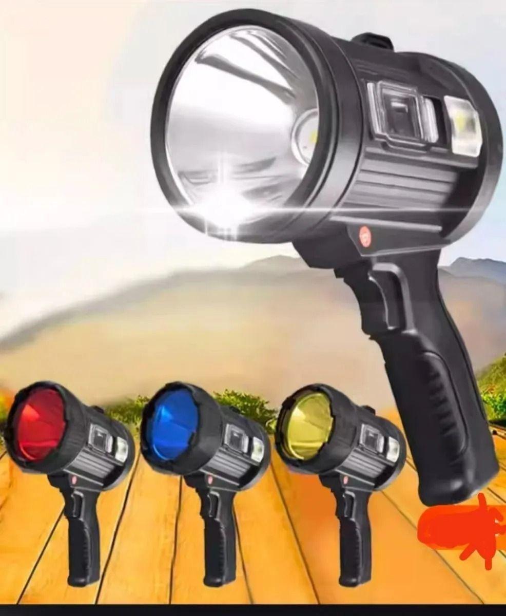 Linterna Pistola Recargable Usb Solar Colores Linterna Negro-3