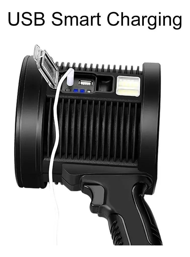 Linterna Pistola Recargable Usb Solar Colores Linterna Negro-4