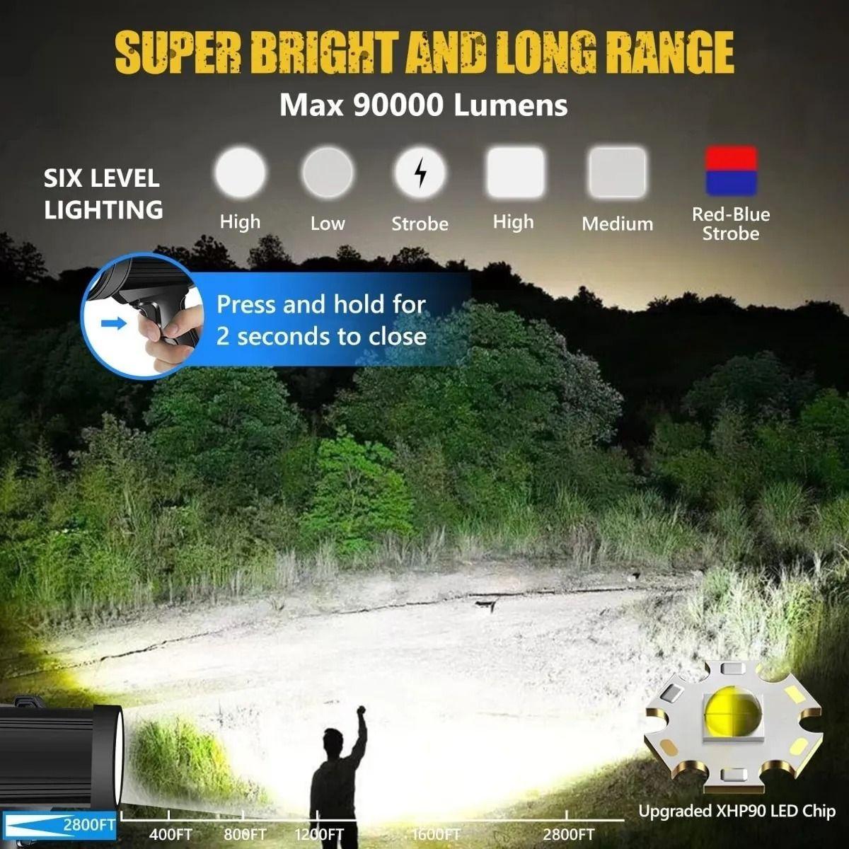 Linterna Pistola Recargable Usb Solar Colores Linterna Negro-6