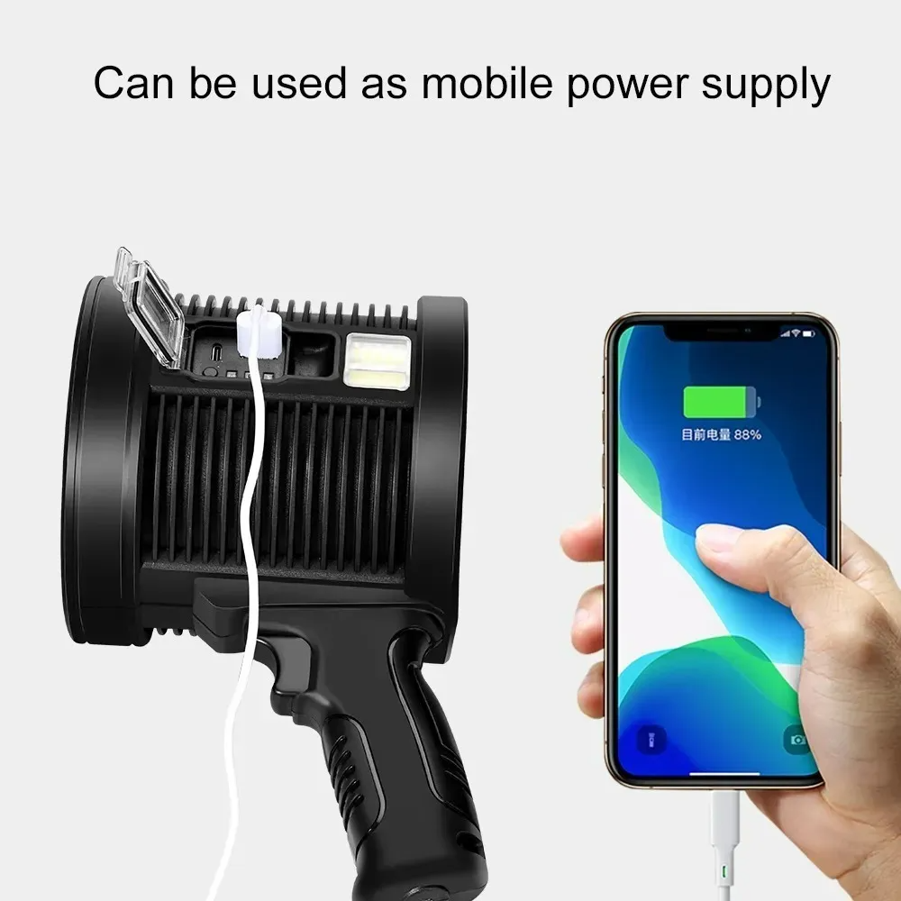 Linterna Pistola Recargable Usb Solar Colores Linterna Negro-7